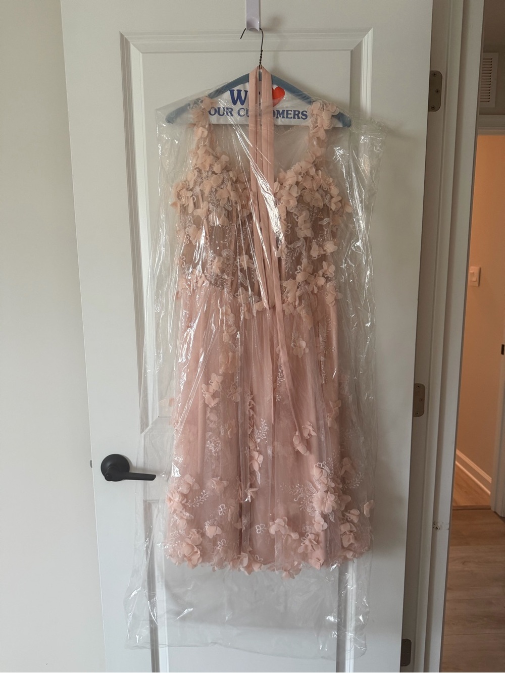 Pink Floral Appliqué Dress